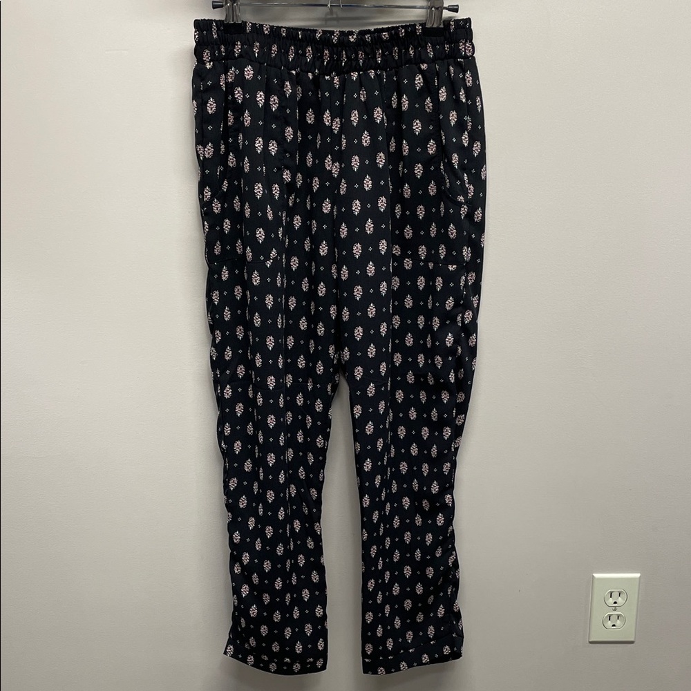 About a Girl Black Floral Elastic Waist Jogger Style Dress Pants M